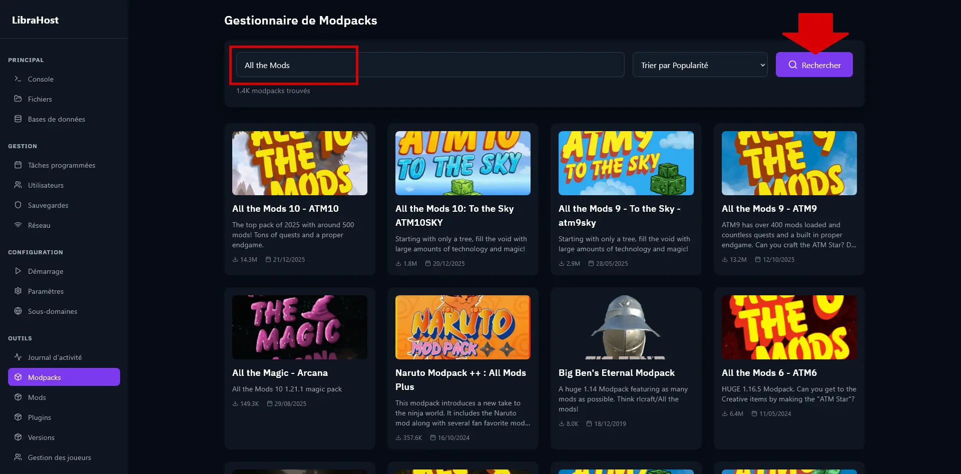 Search bar with a search term entered